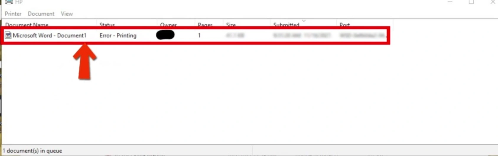 printer not printing error
